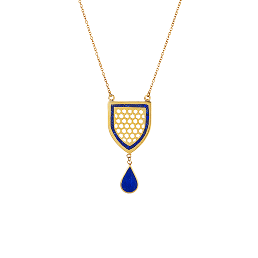 Lapis lazuli lattice pendant necklace by Turquoise Mountain